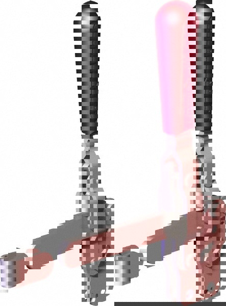 Manual Hold-Down Toggle Clamp: Vertical, 499.08 lb Capacity, Solid Bar, Straight Base